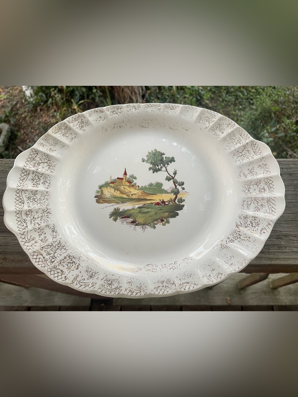 Vintage American Limoges Chateau France 22K Gold Trimmed Oval Serving Platter